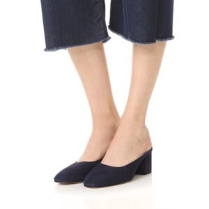 Suede, goat skin leather mules